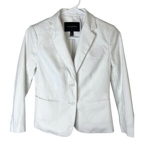 Banana Republic Womens Petite 0 White Linen Blend Two Button Blazer Jacket Solid